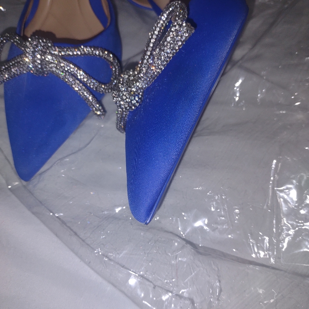 ZARA EMBELLISHED BOW HEELED SLINGBACKS ELEGANT SHORT HEELS - Picture 5 of 6
